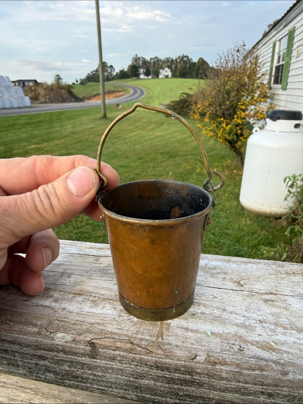 Small Vintage Copper Mini Bucket with Handle - Rustic Copper Tone